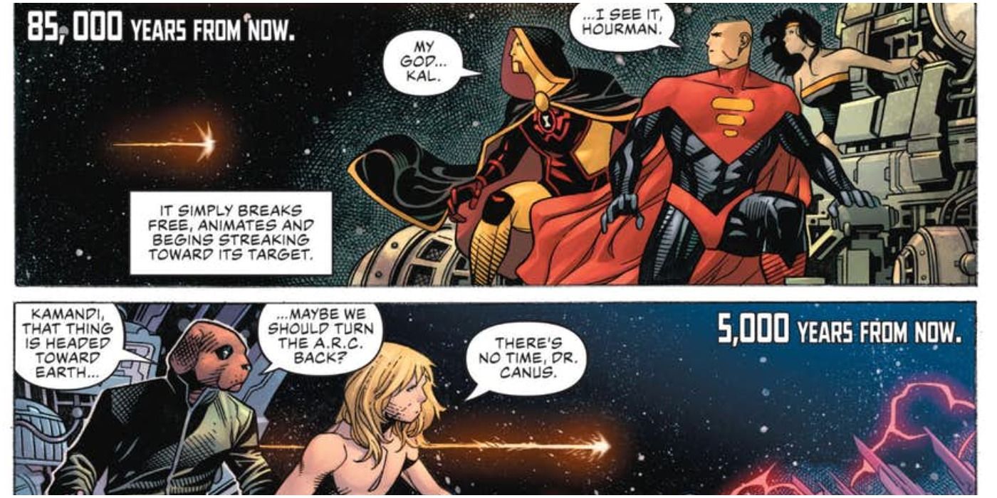A comic panel from Justice League: The Totality