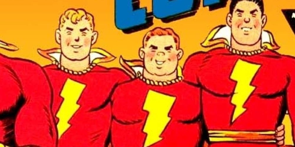The Lieutenant Marvels, Tall Marvel, Fat Marvel, and Hill Marvel in Fawcett Comics