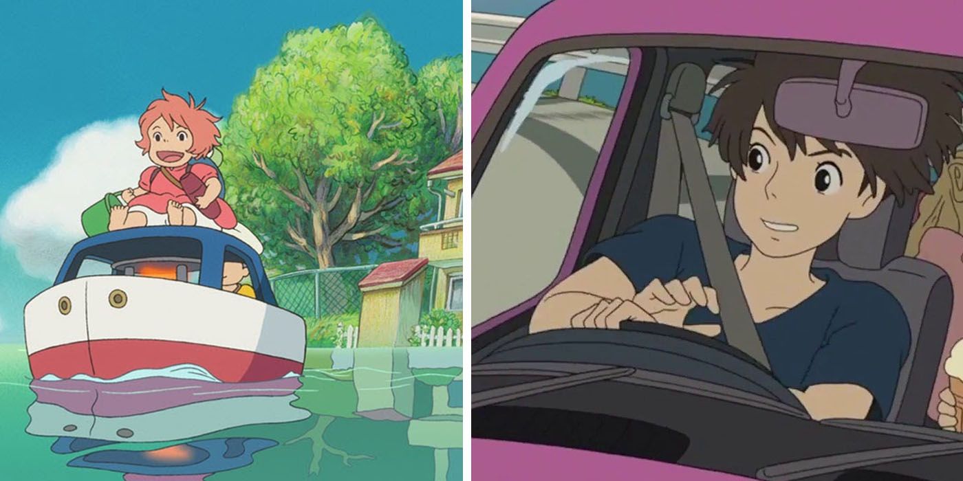 Ponyo rides a boat while Lisa drives a car