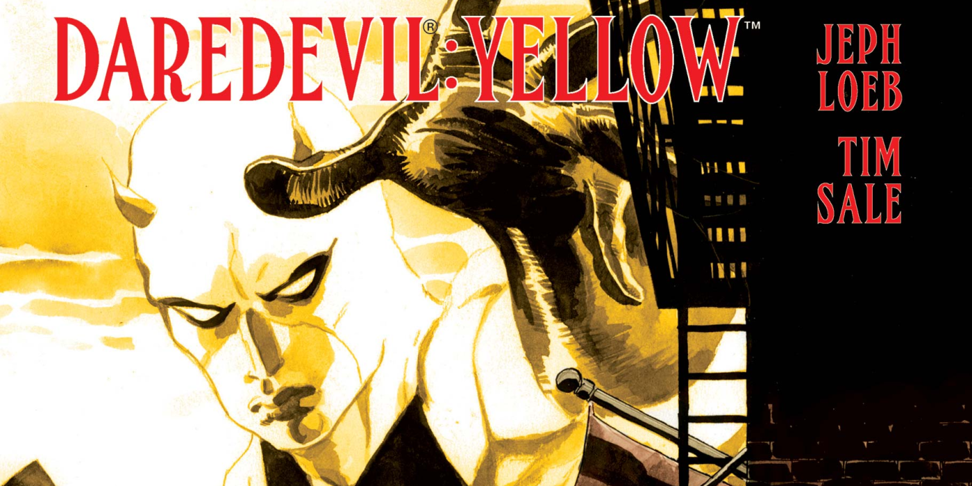 daredevil yellow cover with daredevil's face in yellow