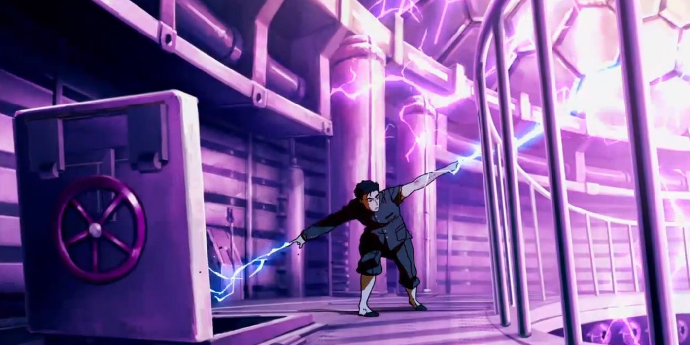 A Lenda de Korra: Mako Lighting Dobrando-se no Núcleo da Videira Espiritual do Colosso