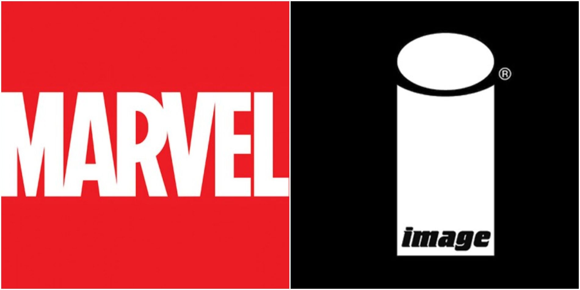Logos for Marvel and Image Comics, respectively