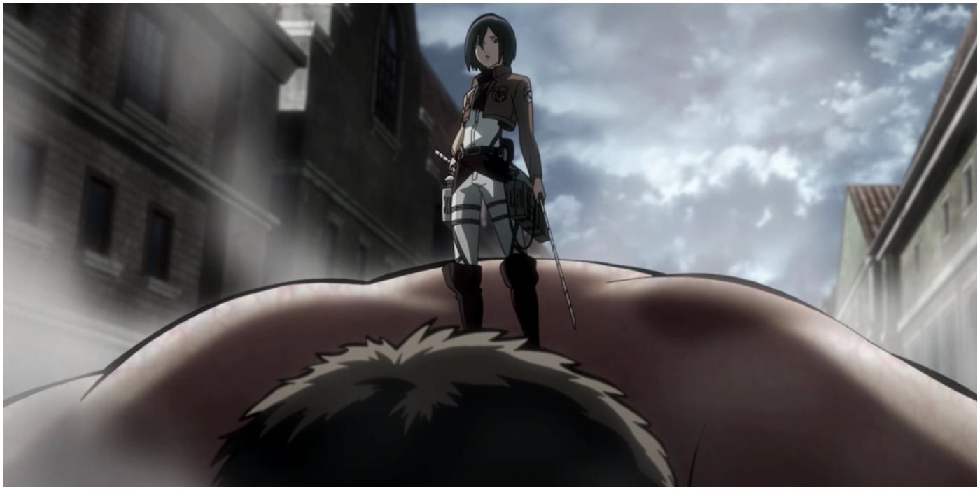 Mikasa Standing On Top Of Her First Titan Kill - Attack on Titan