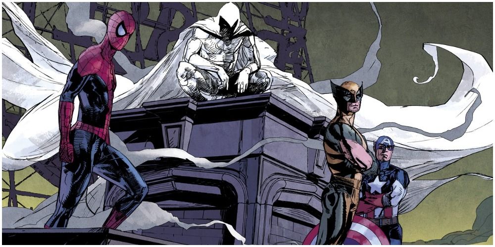 Moon Knight and his alter egos on the roof