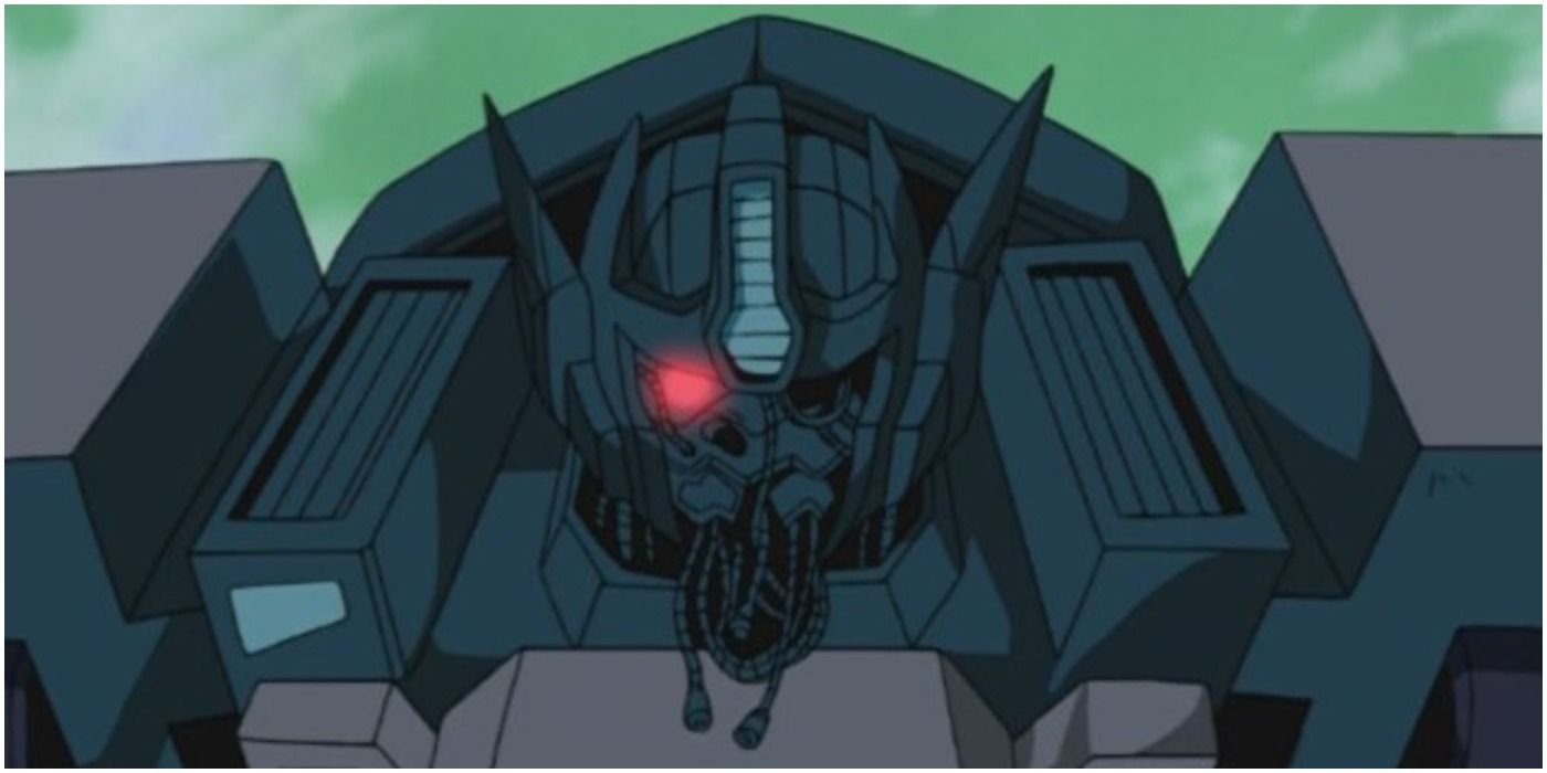 Nemesis Prime reconstructing his face in Transformers: Armada.