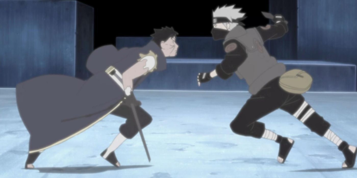 Obito and Kakashi run toward each other.