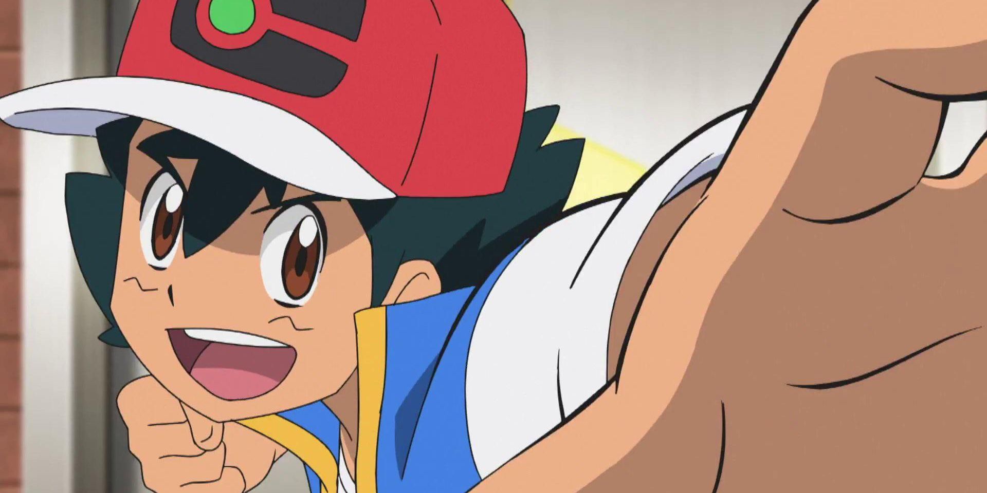 Ash Ketchum pumped and excited in the Pokemon anime