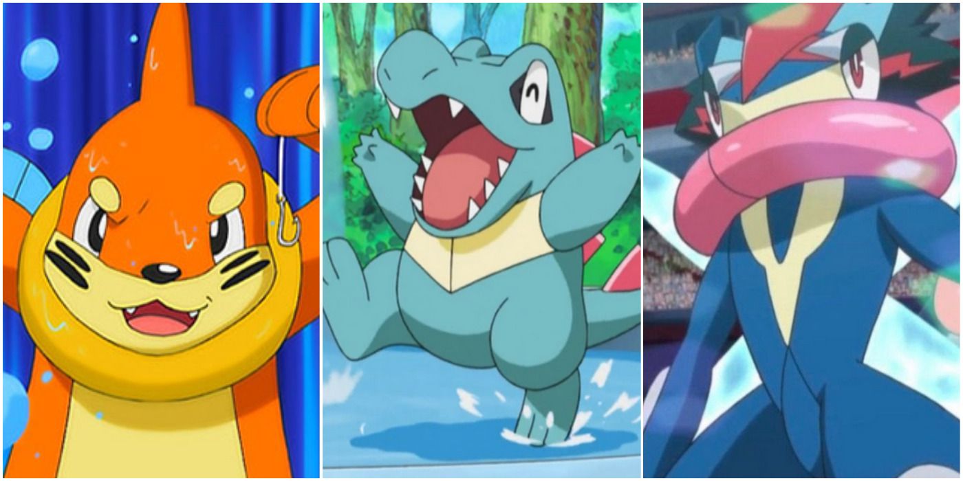 Pokemon Ash's Water-Types Buizel Totodile Greninja Trio Header