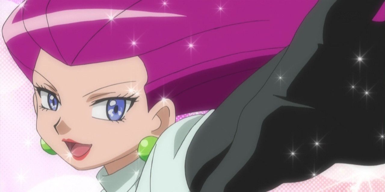 Jessie sparkles in her pose in the Pokemon anime