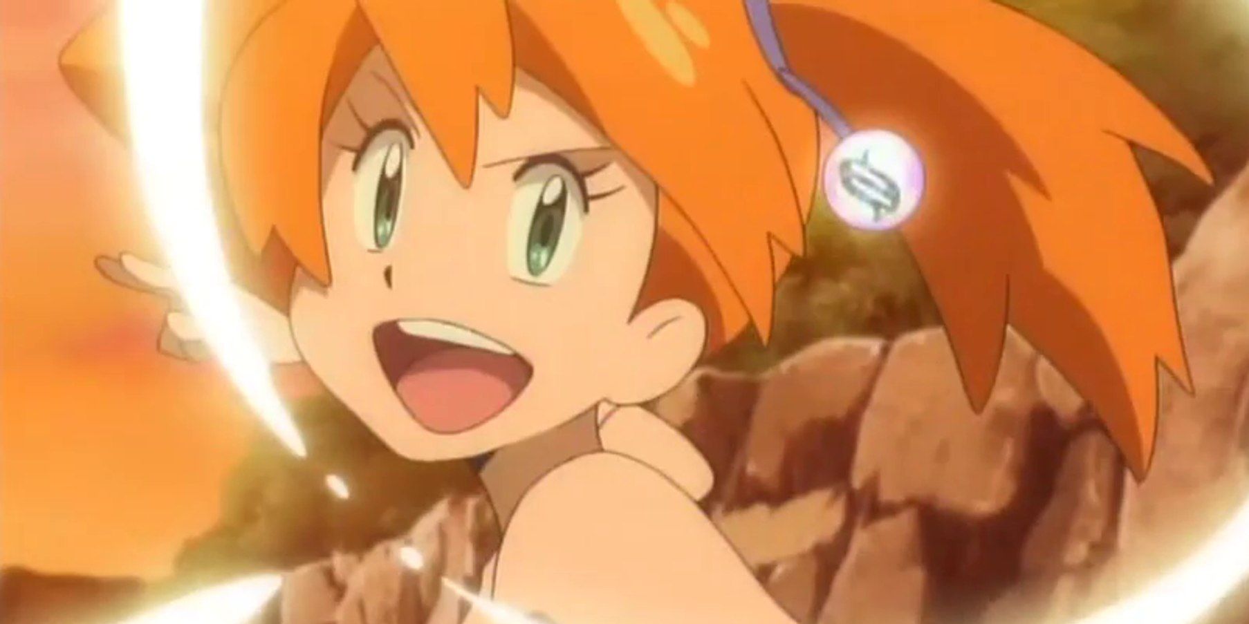 Misty Throws a Poke Ball in the Pokemon anime