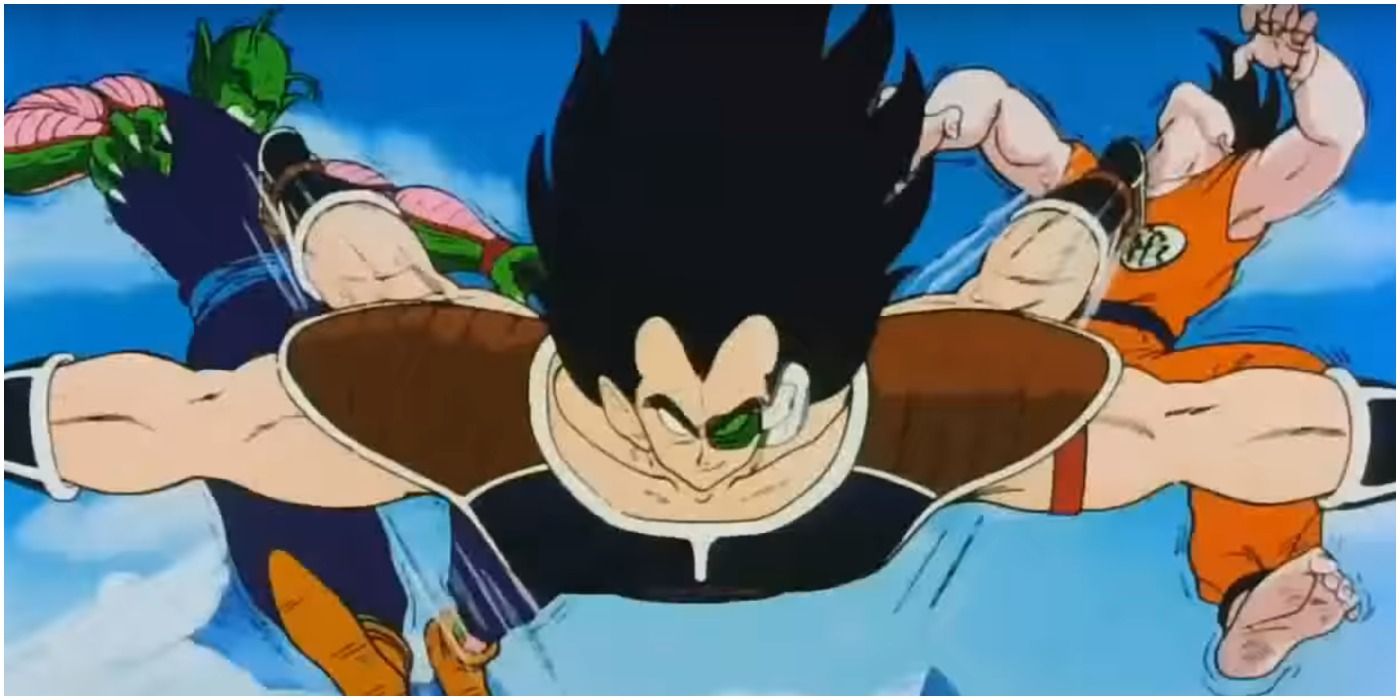 Raditz Kicking Goku and Piccolo - Dragon Ball Z
