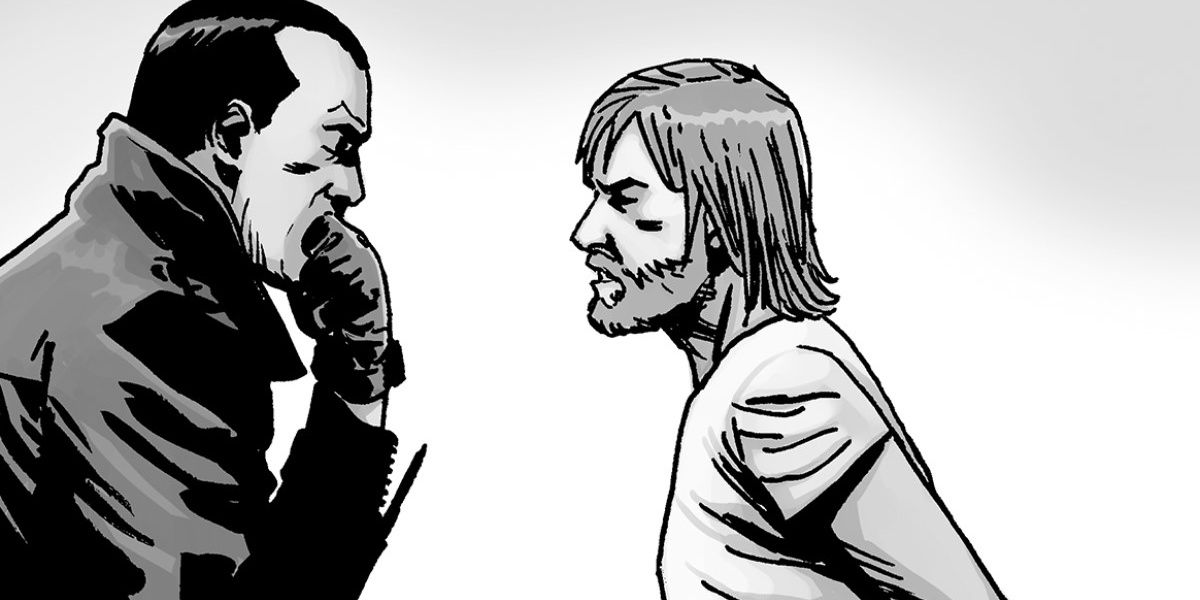 Negan and Rick Grimes fight -- The Walking Dead