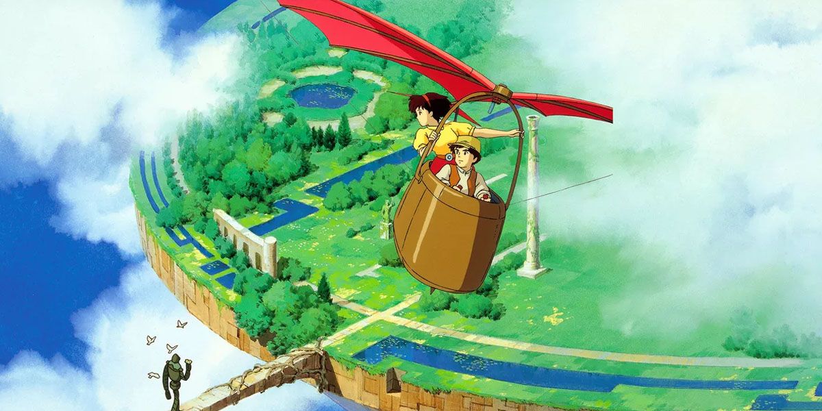 Sheeta and Pazu take to the skies in Castle in the Sky