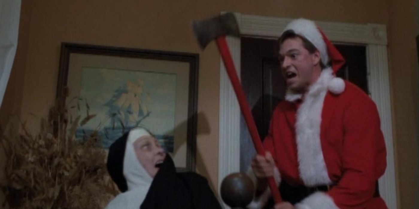 Ricky freaks out while in a Santa costume in Silent Night, Deadly Night Part 2