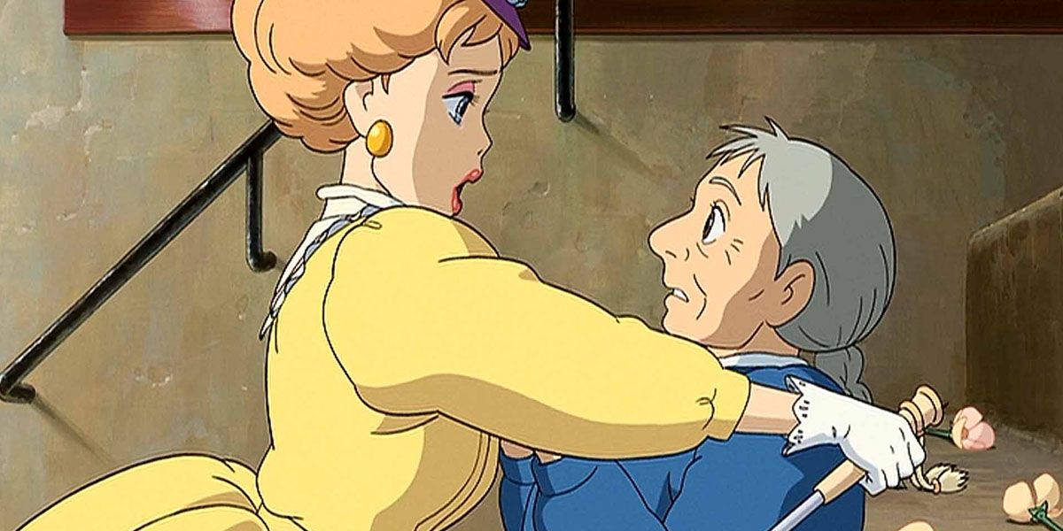 A tearful reunion between Sophie and her mother in Howl's Moving Castle