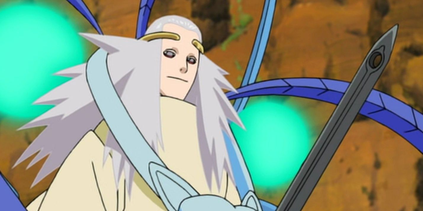 A white haired man named Seimei brandishing a sword in the final arc of Naruto