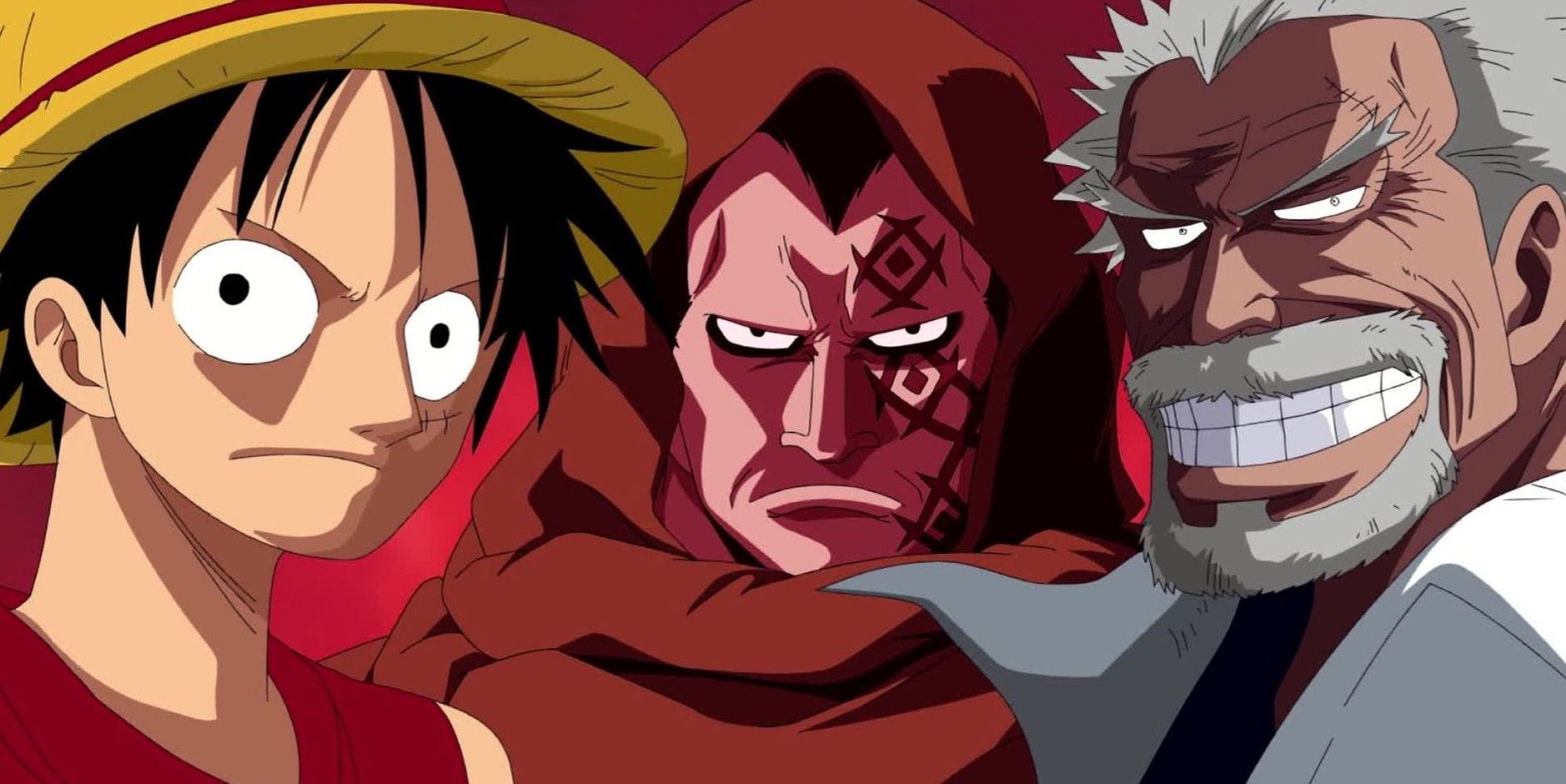 Luffy, Dragon and Garp from the Monkey Family
