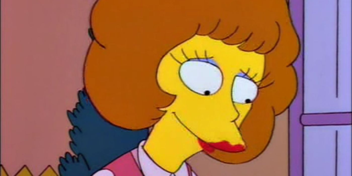 Maude Flanders looking down from The Simpsons