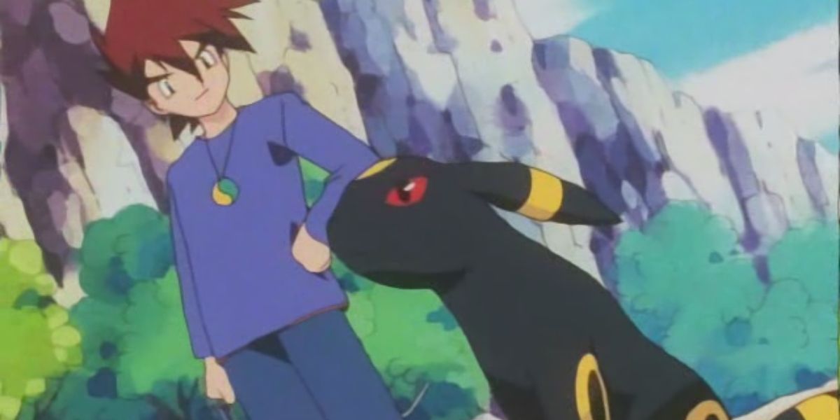 Gary Oak and his Umbreon in the Pokemon anime.