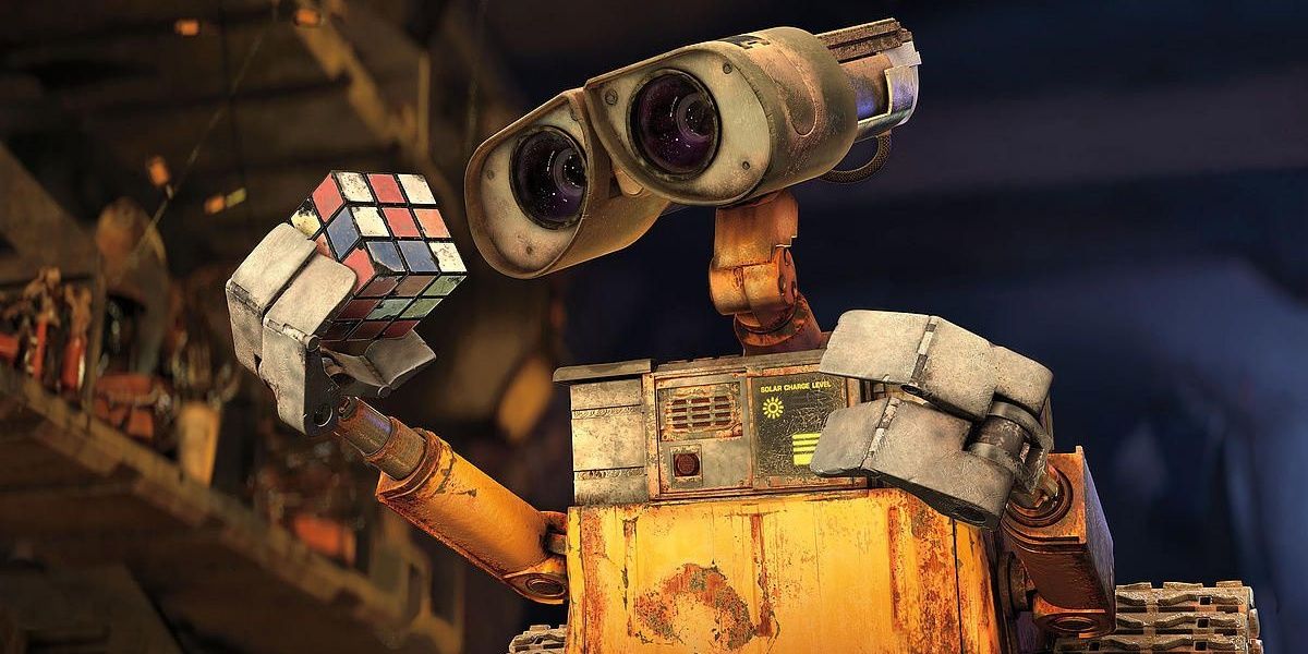 WALL-E with a rubik's cube in the pixar movie.