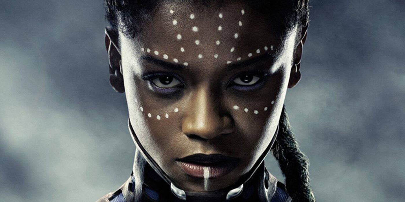 Shuri looks menacingly into the camera while appearing in Black Panther