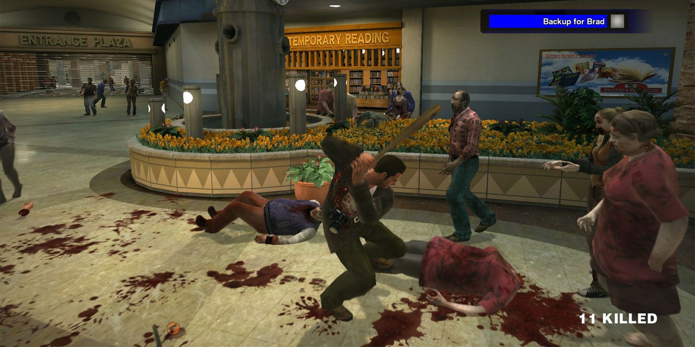 Player killing all the zombies in Dead Rising.