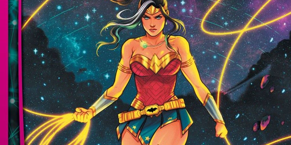 Jen Bartel's Wonder Woman hovers as she holds her Lasso 