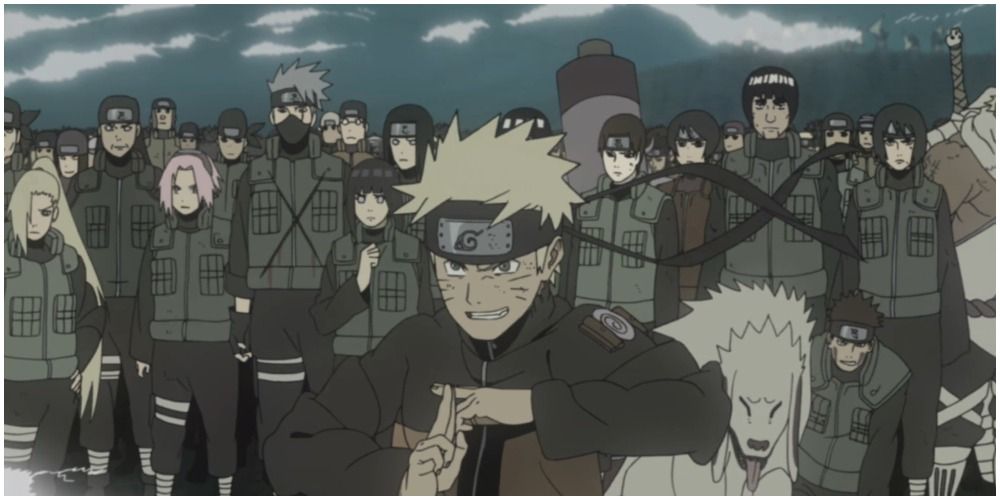 Konoha Shinobi standing behind Naruto during the Fourth Shinobi War