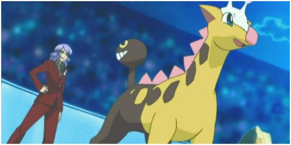 Lucian in battle with a Girafarig in Pokemon