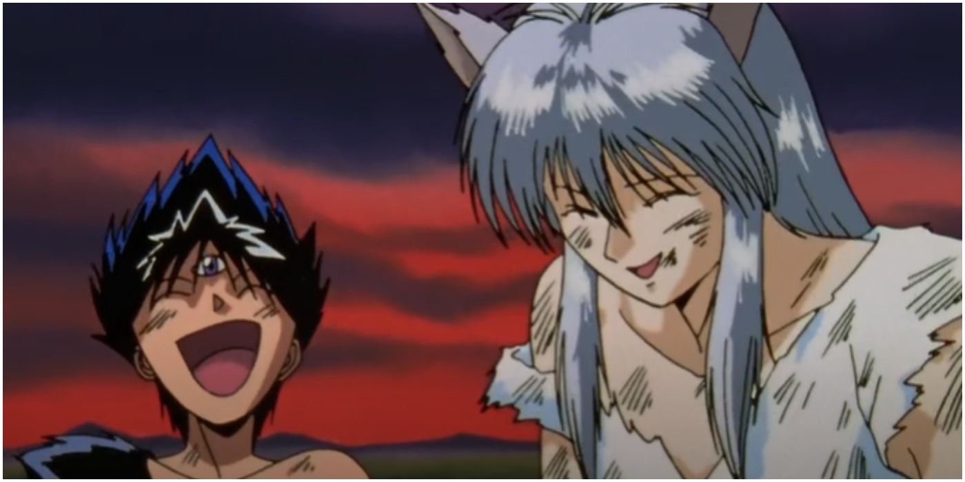 Hiei and Kurama laugh at Yusuke's demonic reveal
