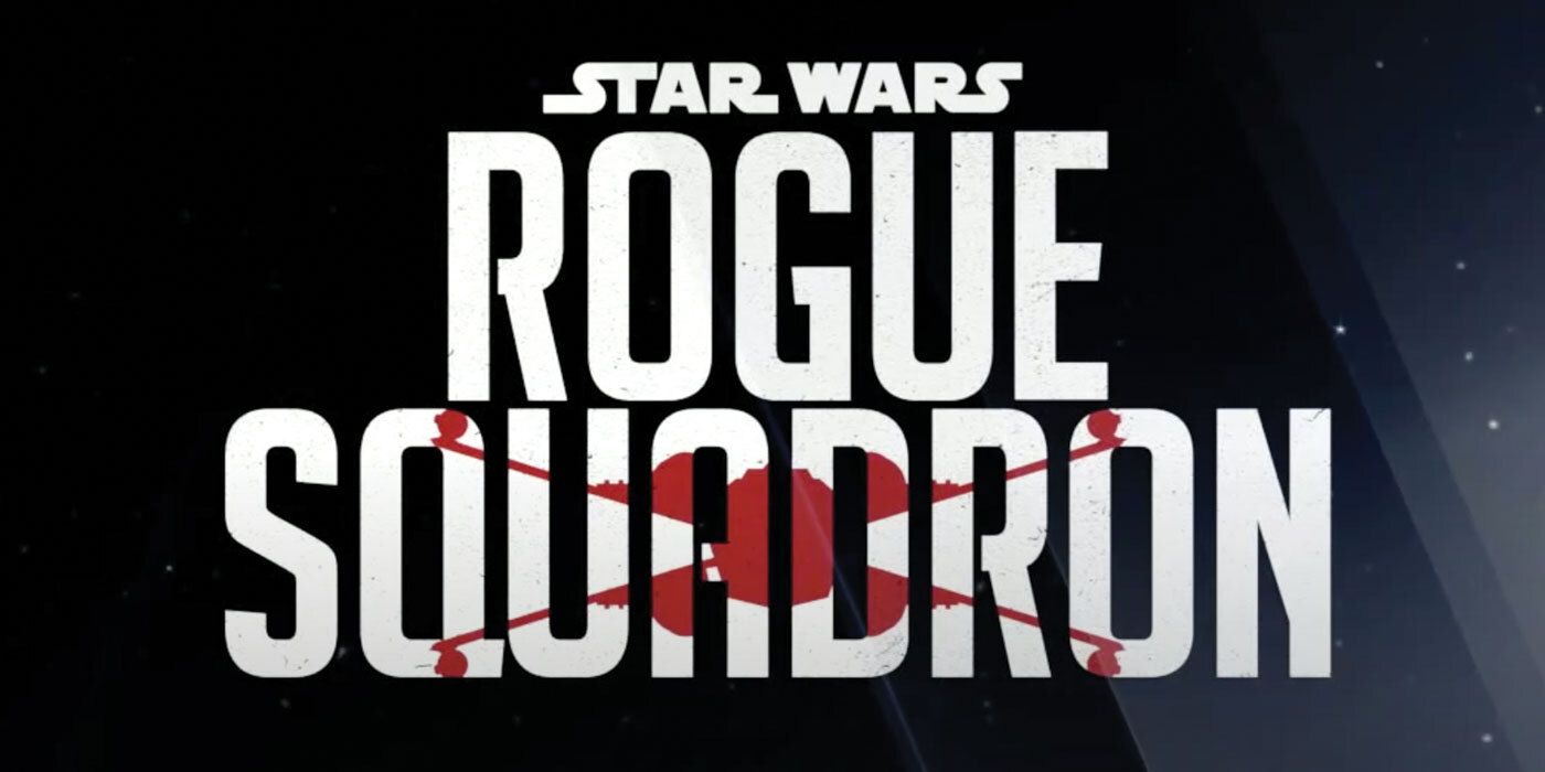 Star Wars' Rogue Squadron with a tie fighter silhouette in the center of of the second word