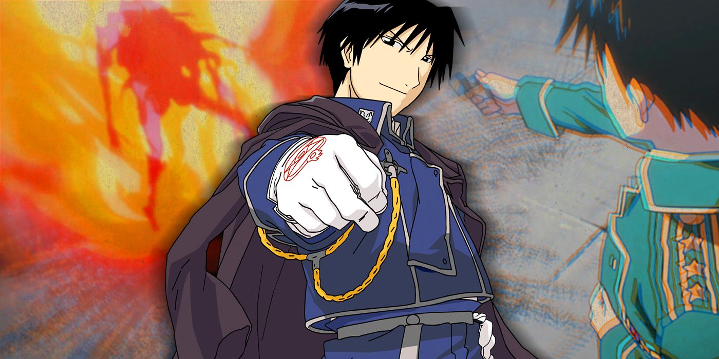 roy mustang posing and about to snap his fingers in Fullmetal Alchemist