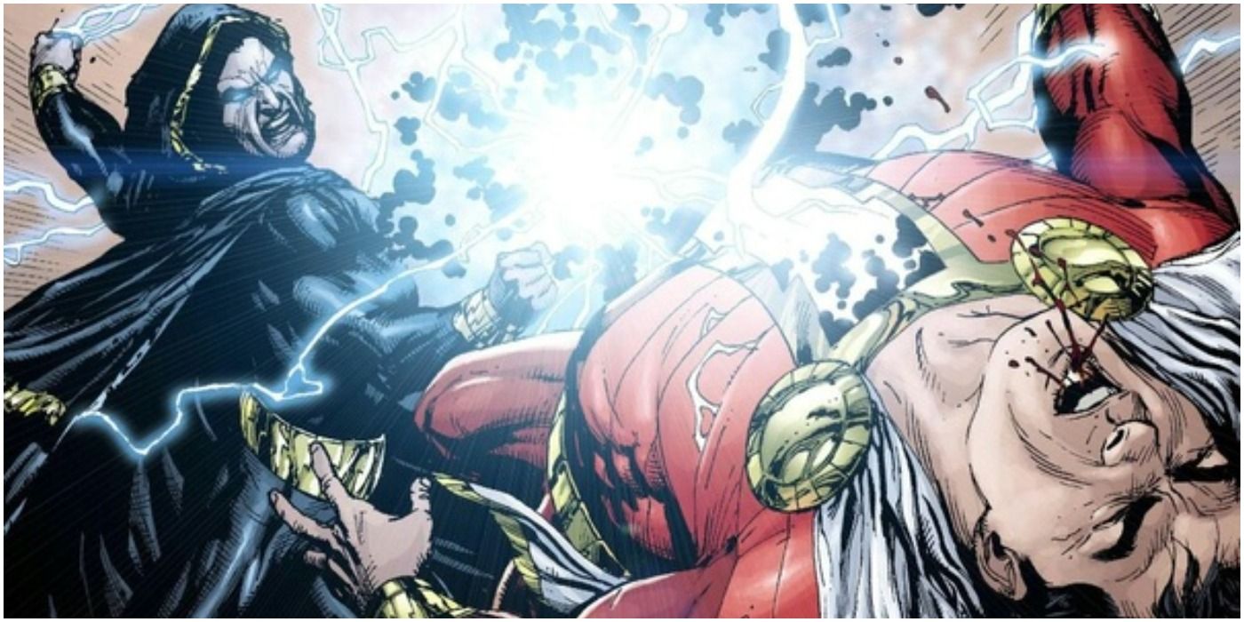 shazam gets punched by black adam