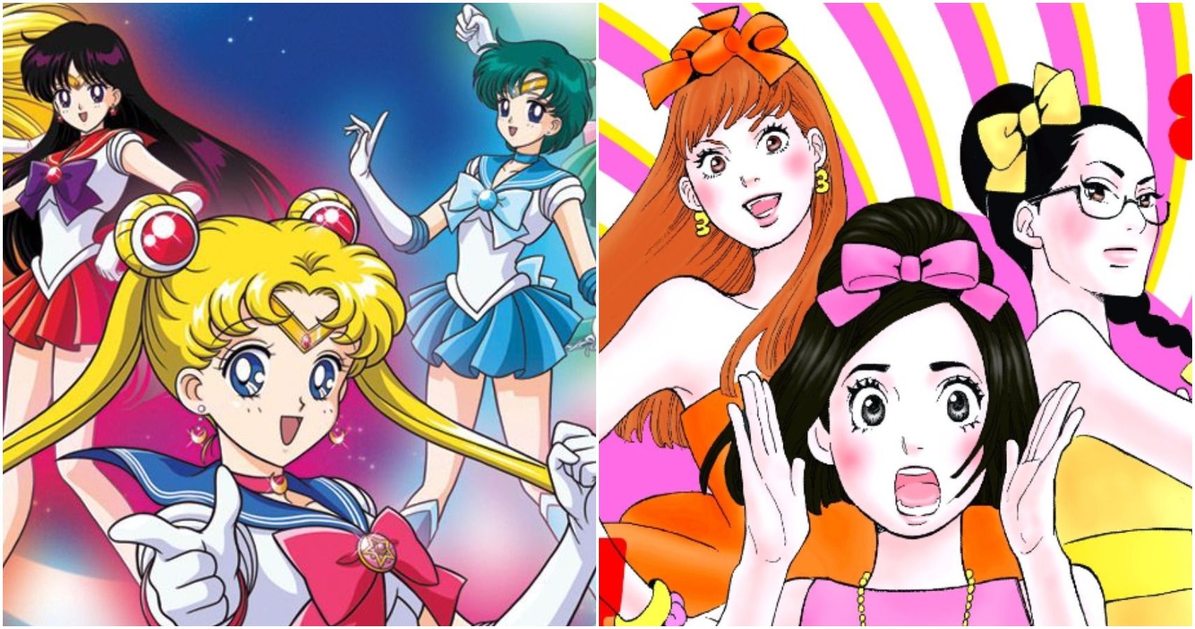 split image: Sailor Moon & Tokyo Tarareba Girls