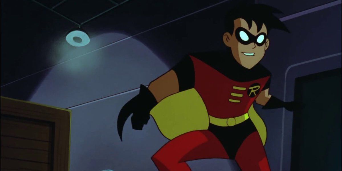 Tim Drake as Robin, smiling in a fighting stance in Batman Beyond