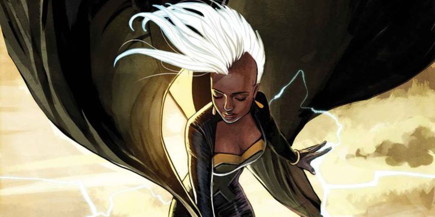Storm from Marvel Comics' X-Men, calmly crackling with lightning