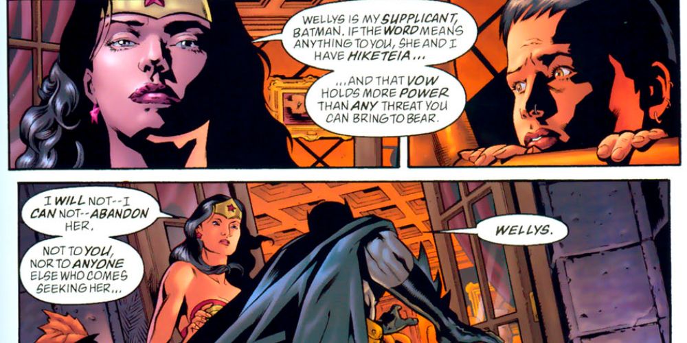 Batman threatens to take Wonder Woman's supplicant