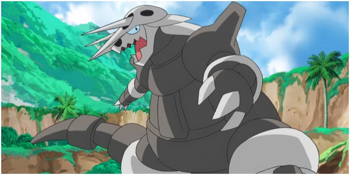 Aggron looks caught off guard in Pokemon