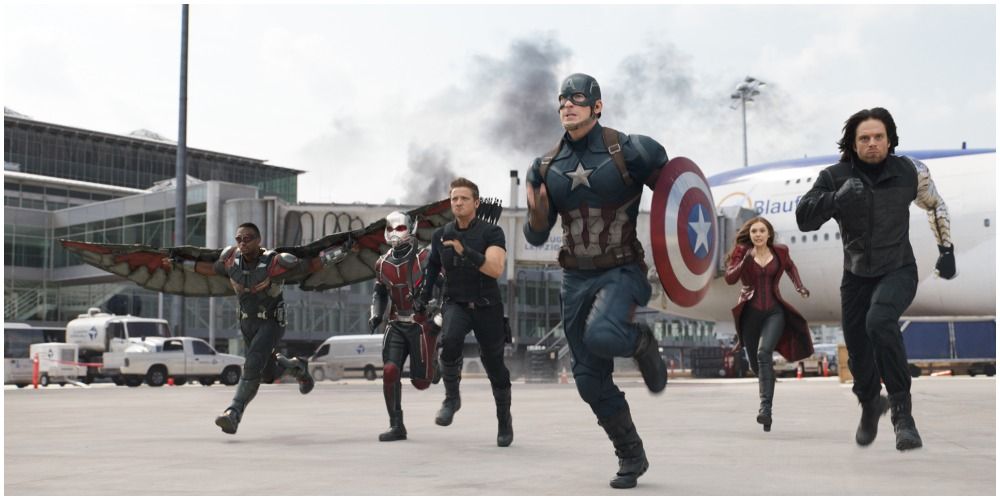 Team Captain America running to the fight at the airport in Germany