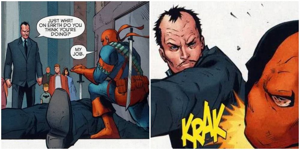 Alfred Punching Deathstroke Two Comic Panels