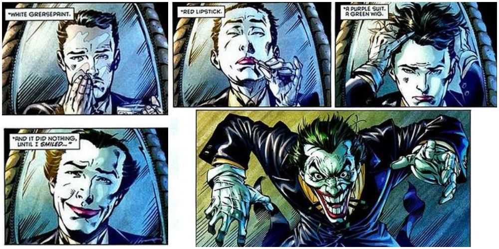 Alfred Putting on Joker Makeup Comic Panels
