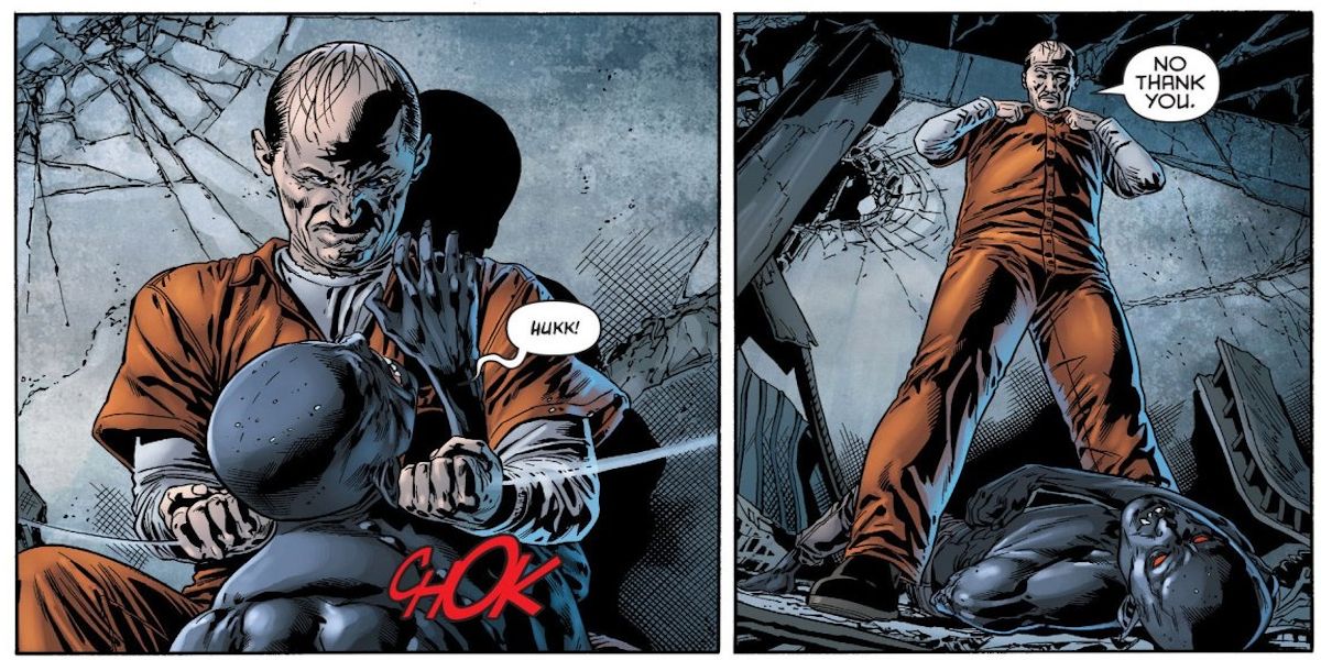 Alfred Stabbing Vampire Batman Comic Two Panels