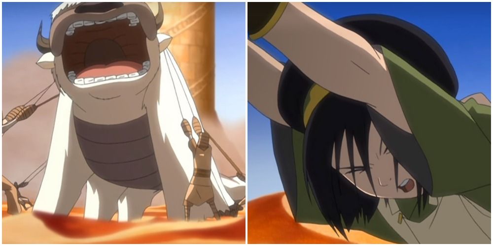 Appa and Toph in the Desert Avatar the Last Airbender
