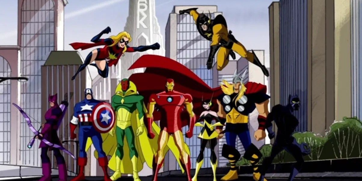 Equipe dos heróis mais poderosos dos Vingadores da Terra animada pronta