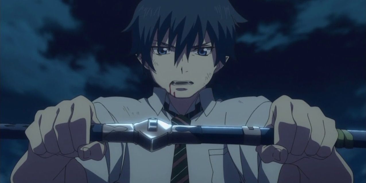 Blue Exorcist's Rin Okumura Holding Sword With Both Hands
