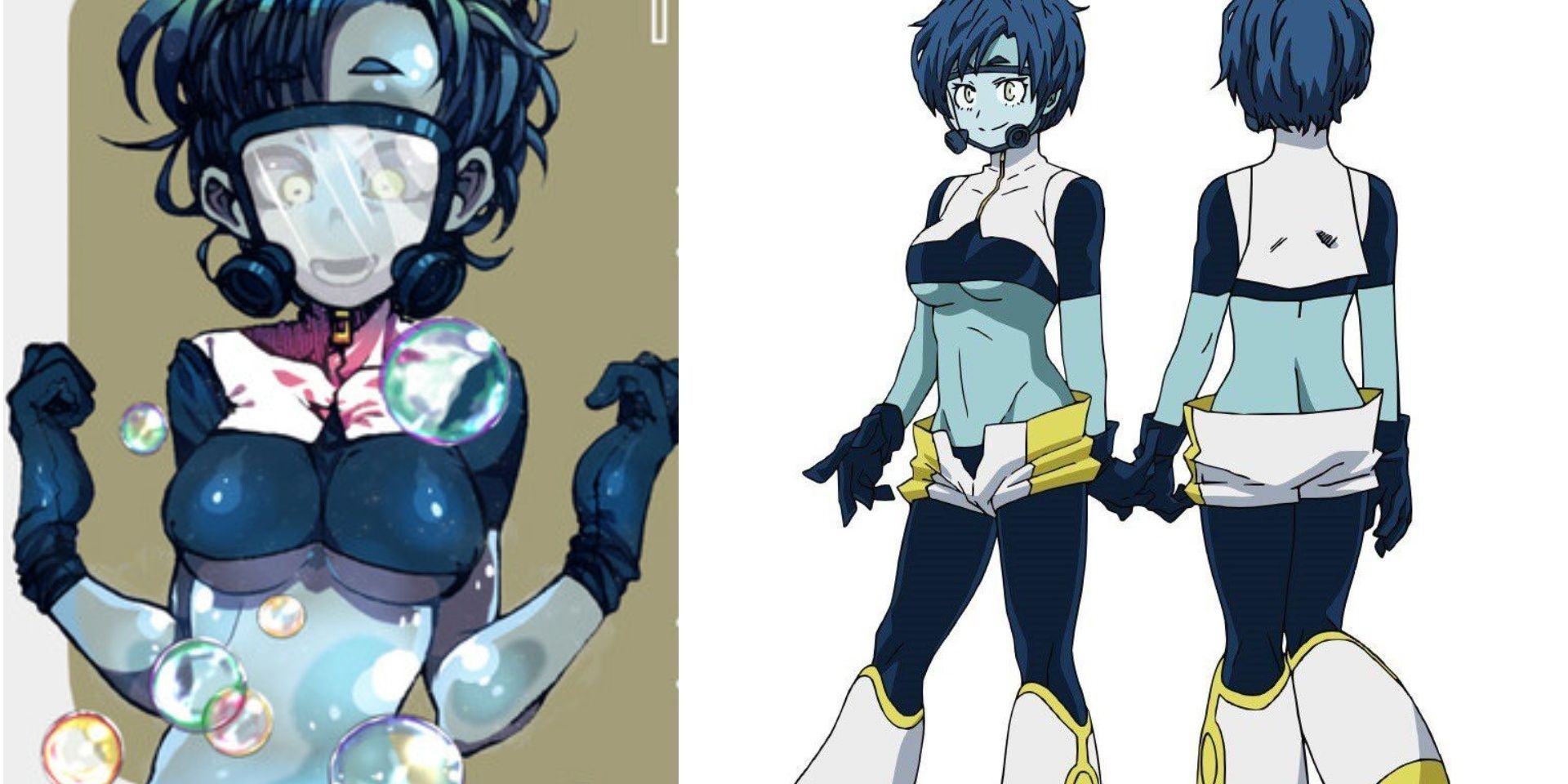 Bubble Girl Original Design versus Anime Design