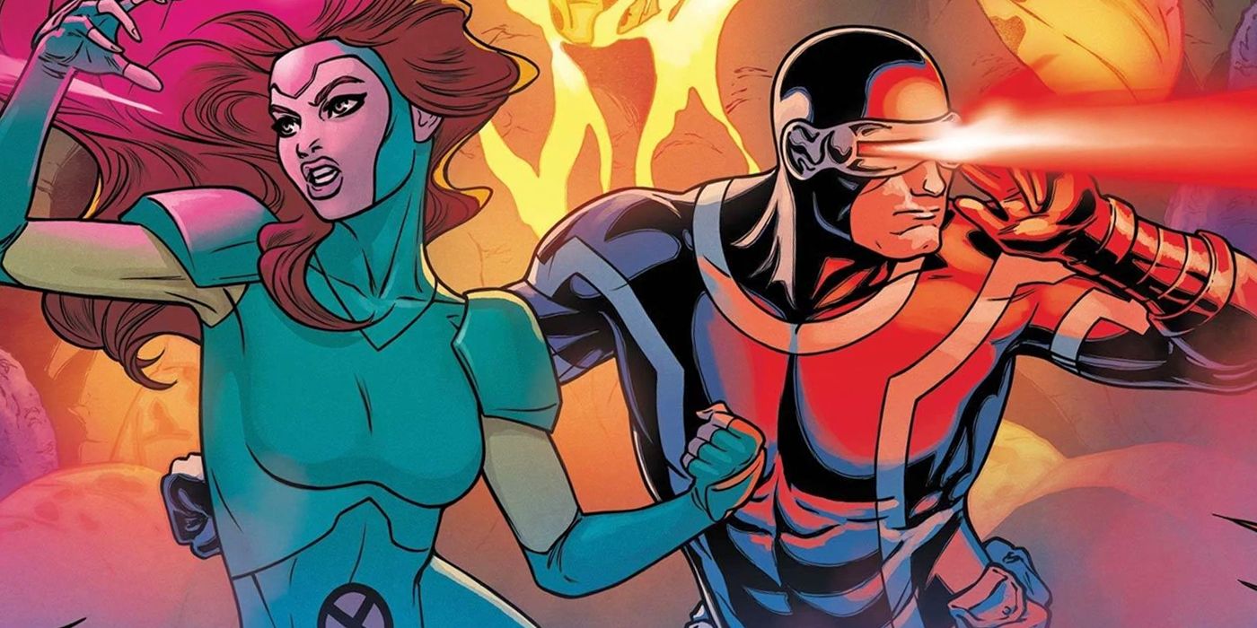 Cyclops and Jean Grey using their mutant powers together as X-Men