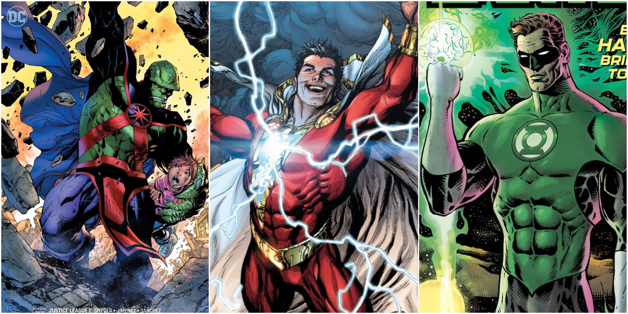 Martian Manhunter, Shazam, and Green Lantern
