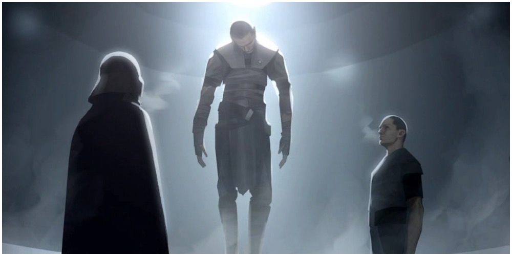 Dark Apprentice and Darth Vader looking at the original body of Starkiller