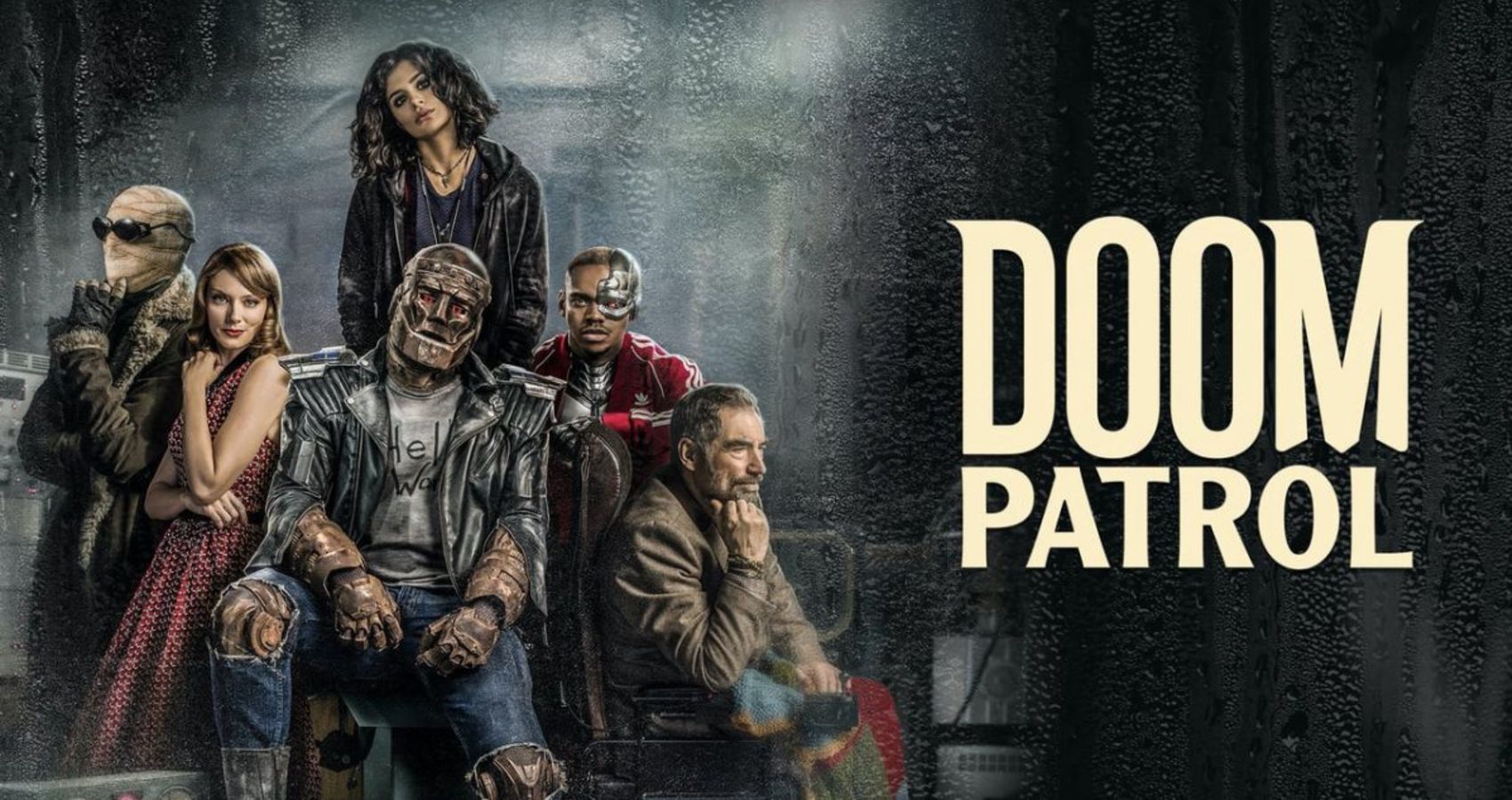 Doom Patrol logo and characters.